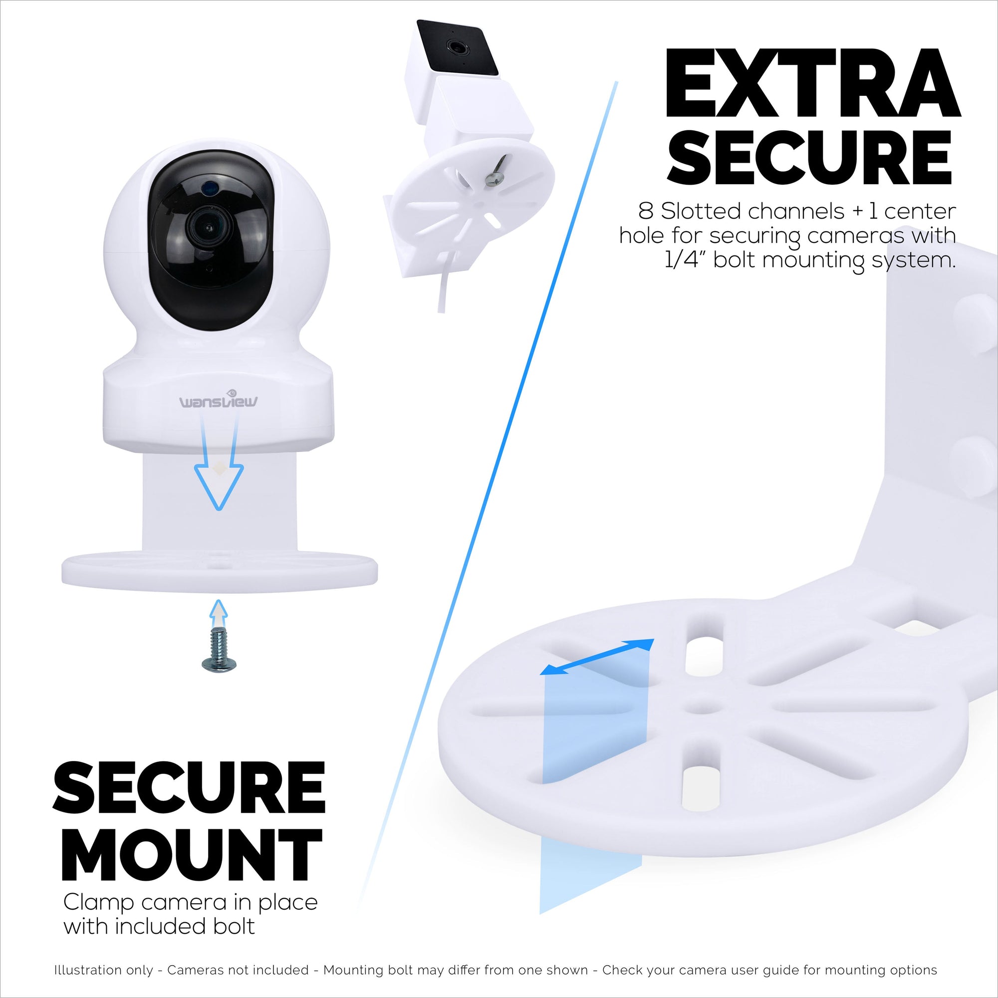 Adhesive Baby Monitor & Security Camera Wall Mount Holder Shelf for Eufy, Wyze, Nanit, Infant Optics, Blink, TP Link, Kasa, Ring & More, Easy To Install Security Bracket (W06)