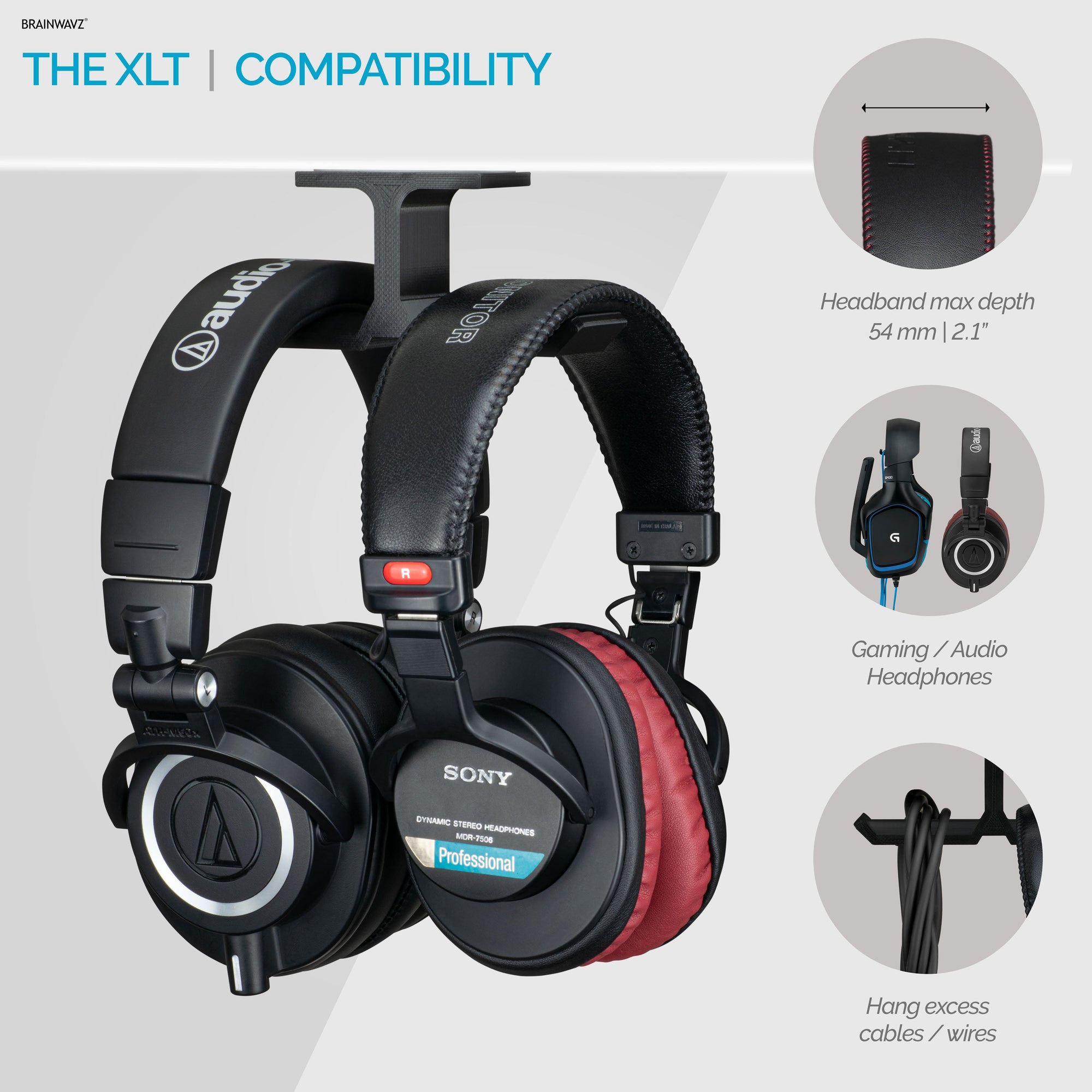 XLT - Under Desk Dual Headphone Hanger Holder