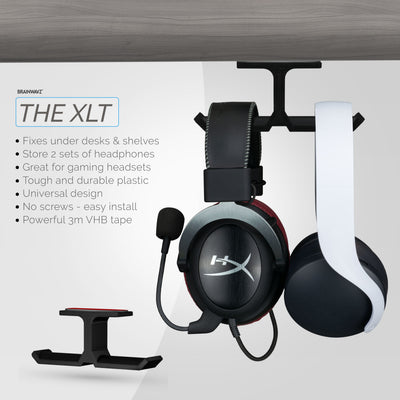 XLT - Under Desk Dual Headphone Hanger Holder