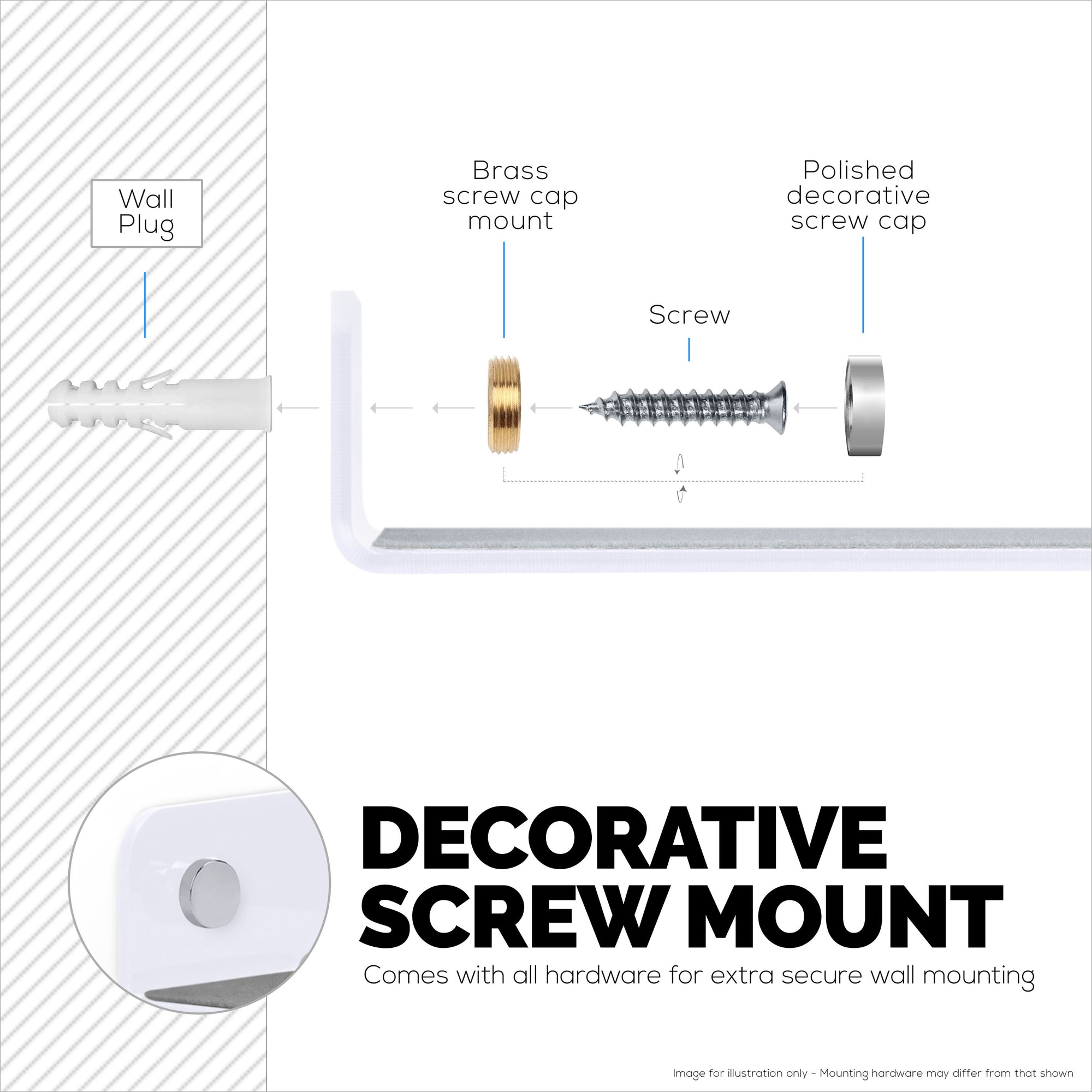 (2 Pack) 4" Small Floating Shelf Bluetooth Speaker Stand, Adhesive & Screw Wall Mount, Anti Slip, for Cameras, Baby Monitors, Webcam, Router & More