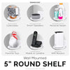 5” Round Floating Shelf, Screw & Adhesive, for Security Cameras, Baby Monitors, Speakers, Plants & More