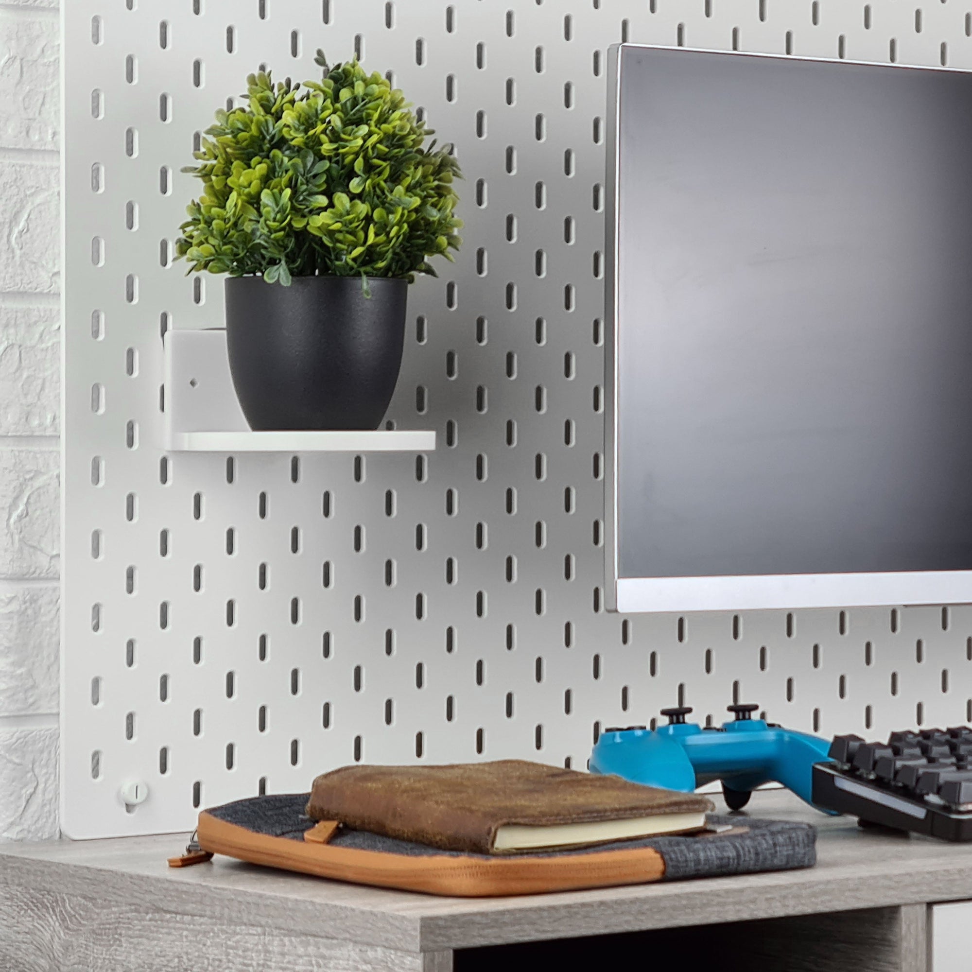 5” Round Floating Shelf, Screw & Adhesive, for Security Cameras, Baby Monitors, Speakers, Plants & More