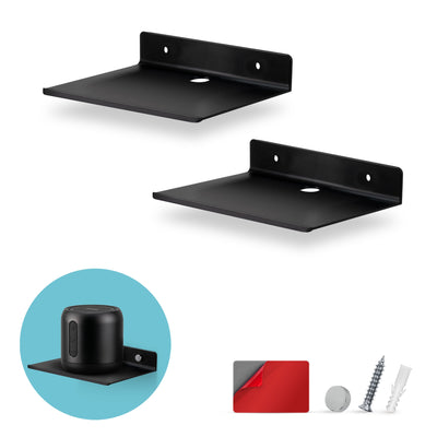 2-Pack 6" Floating Metal Wall Shelf for Speakers, Books, Decor, Plants, Cameras, Photos, Kitchen, Toilet, Routers & More Universal Small Holder Shelves