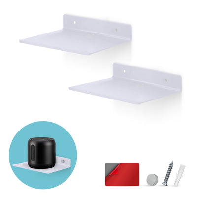 2-Pack 6" Floating Metal Wall Shelf for Speakers, Books, Decor, Plants, Cameras, Photos, Kitchen, Toilet, Routers & More Universal Small Holder Shelves