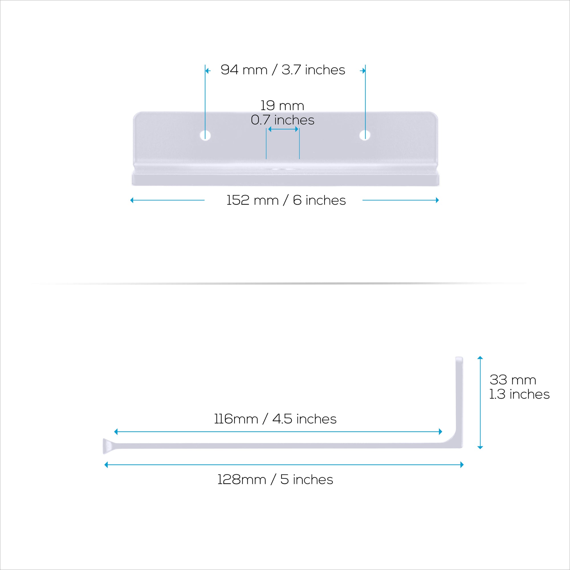 2-Pack 6" Floating Metal Wall Shelf for Speakers, Books, Decor, Plants, Cameras, Photos, Kitchen, Toilet, Routers & More Universal Small Holder Shelves