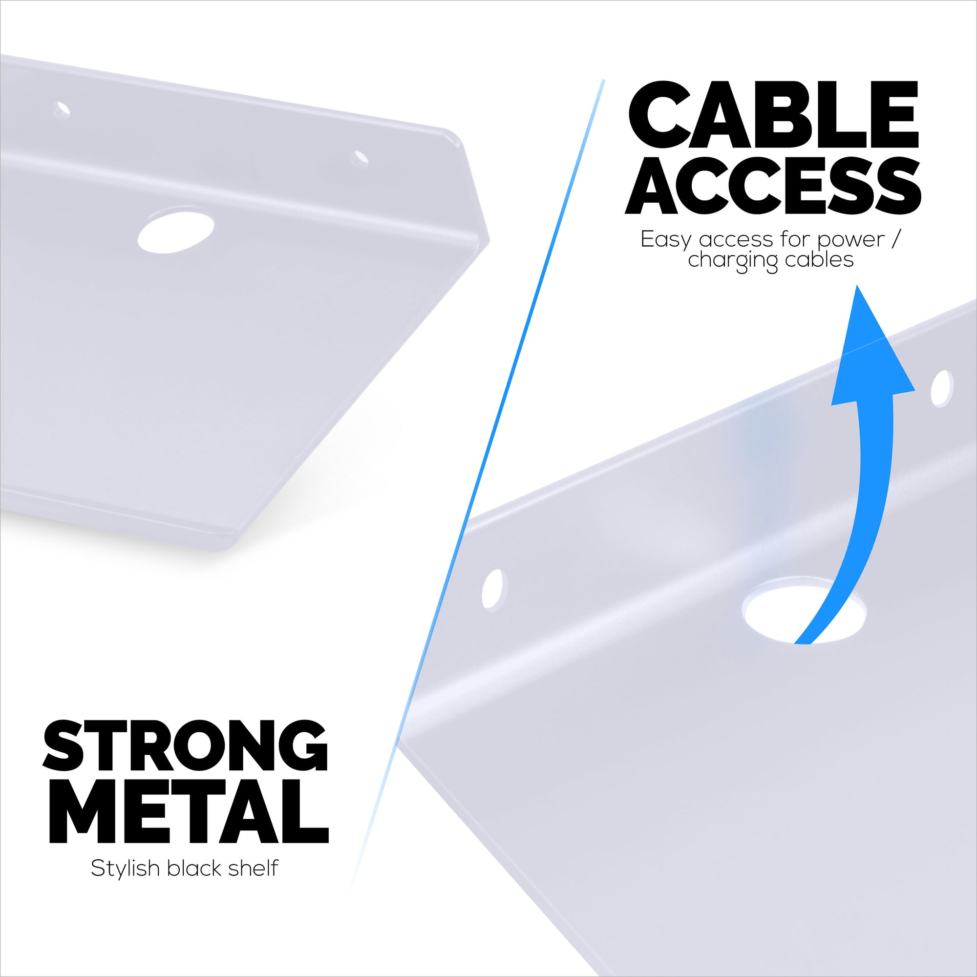 2-Pack 6" Floating Metal Wall Shelf for Speakers, Books, Decor, Plants, Cameras, Photos, Kitchen, Toilet, Routers & More Universal Small Holder Shelves