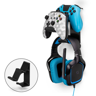 Uber Atlas - Universal Dual Game Controller and Headphone Hanger - Easy to Install, No Screws & Mess